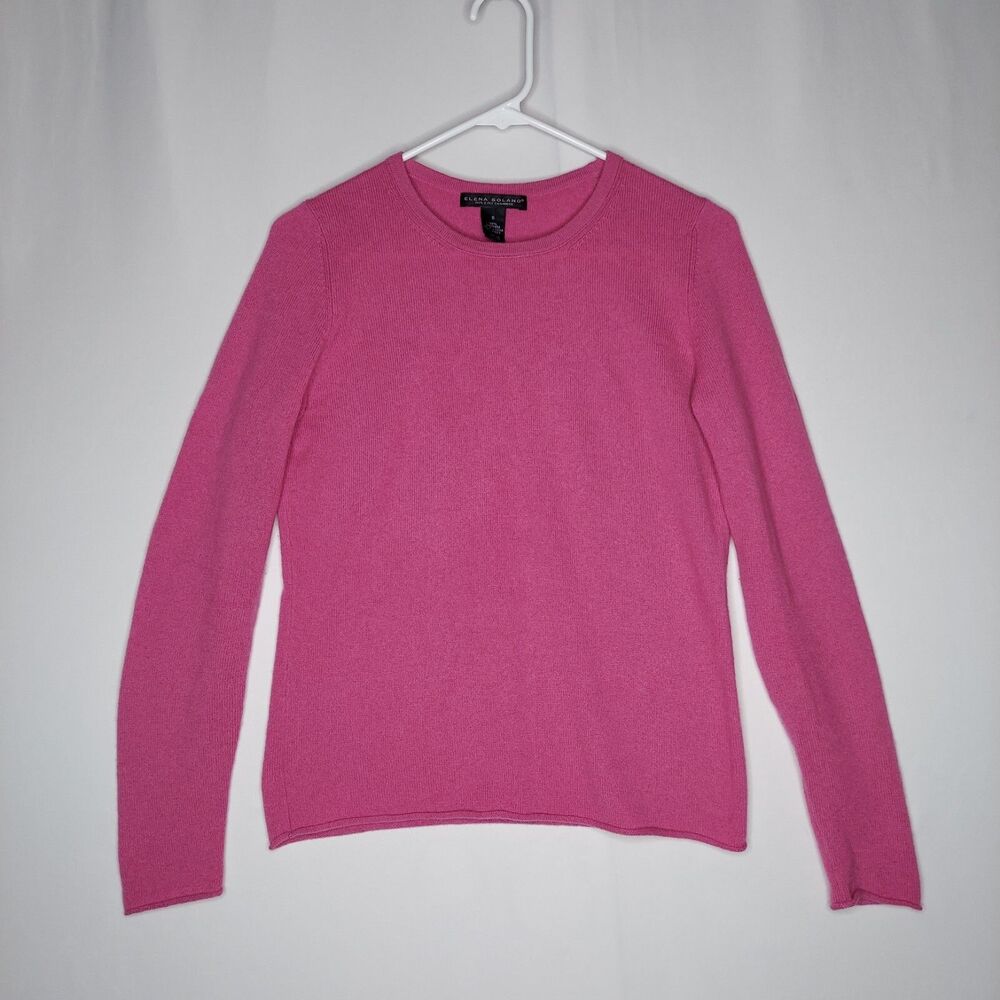 Elena Solano Women Cashmere Sweater Small Pink Preppy Cabincore Normcore‎